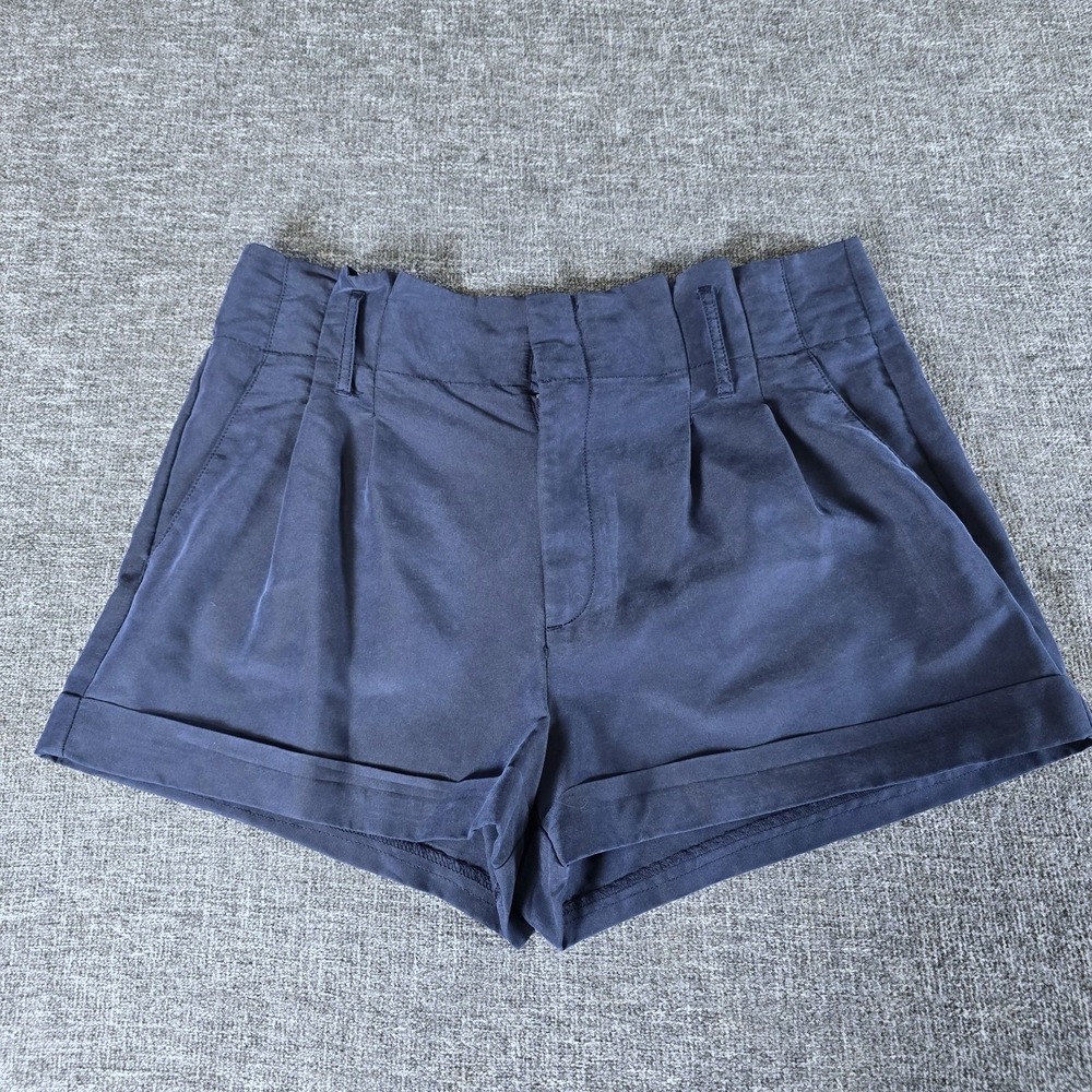 American Eagle Navy Blue Pleated High Rise Modal Blend Shorts Size 8